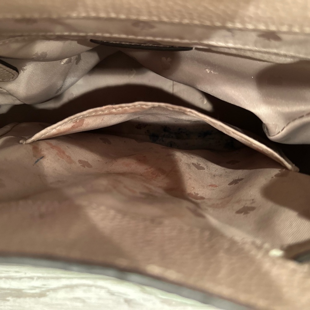 Kate Spade Leila Drawstring Medium Flap Leather Backpack Warm Beige - Picture 14 of 16